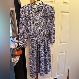 Vintage Floral Women’s Dress - Blue and Pink